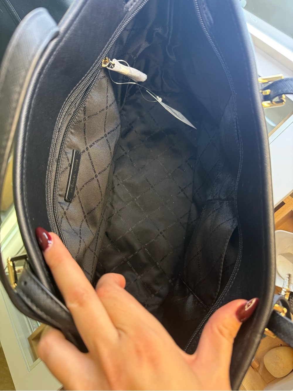 Michael Kors Jet Set Travel Large Black Saffiano Leather Tote Tags Included - Picture 5 of 7